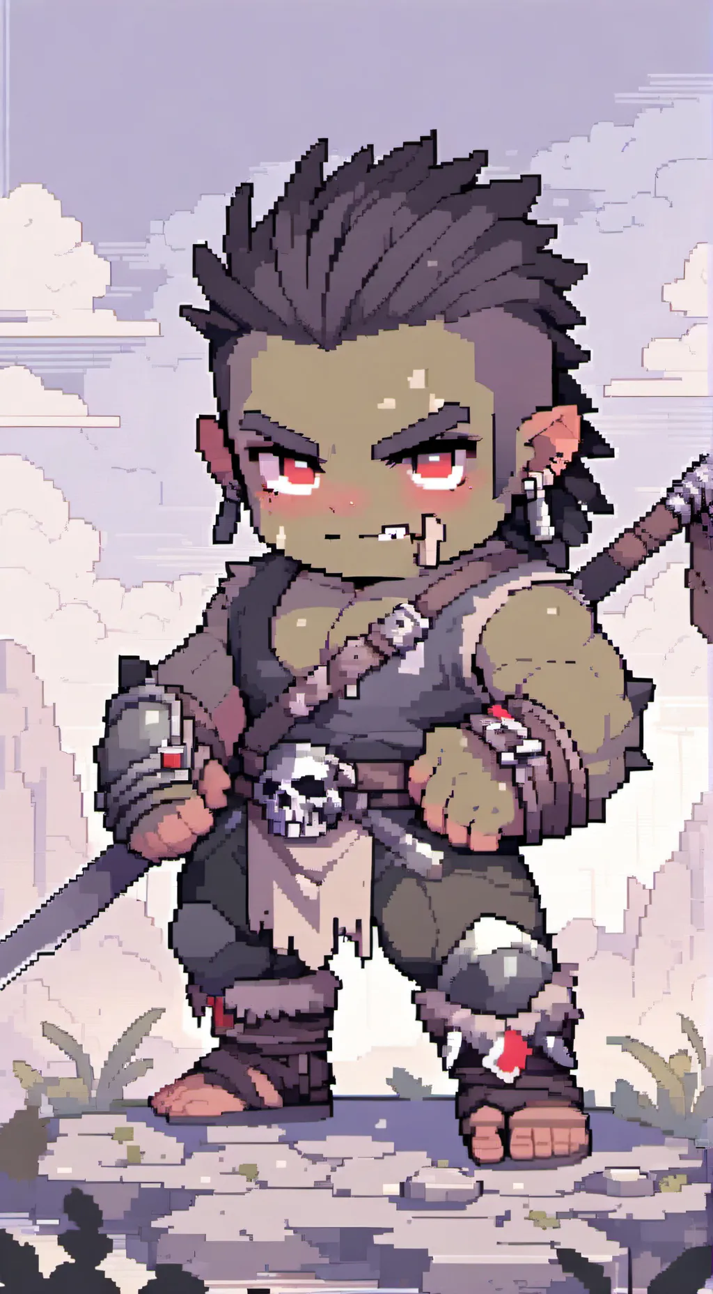 ai character: Scull buckle  background