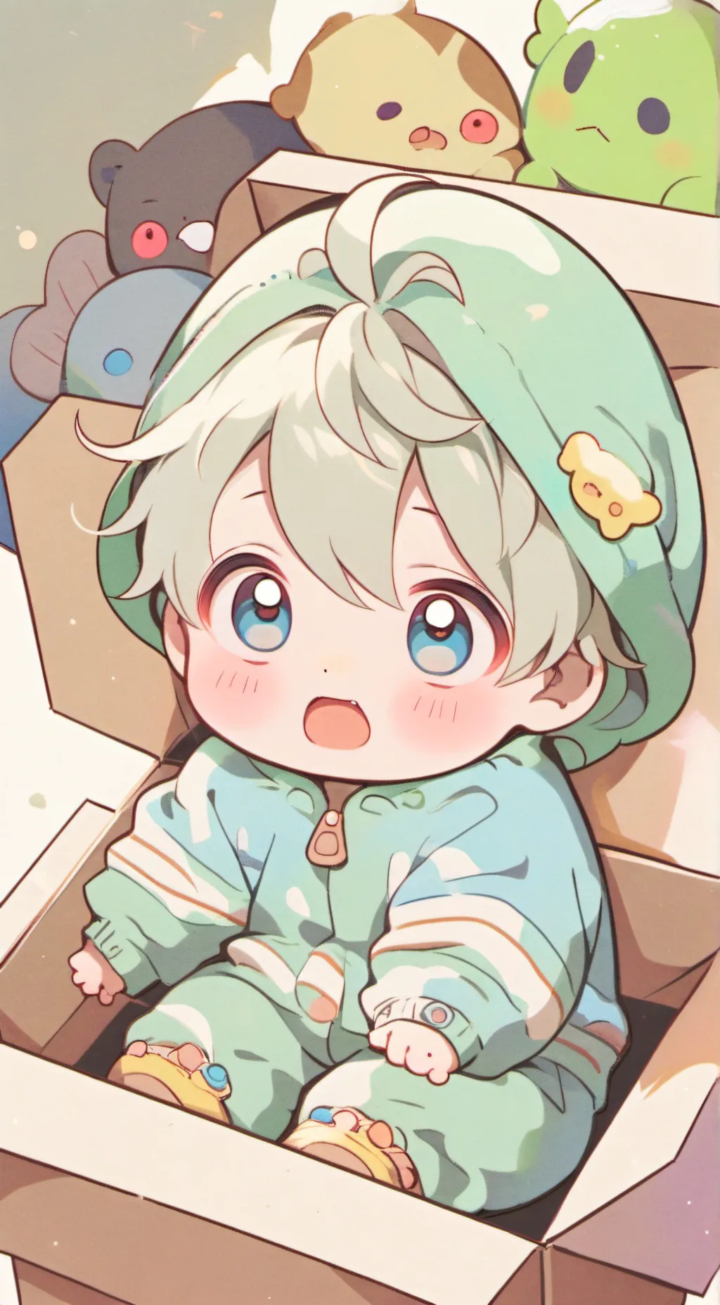 ai character: Green baby background