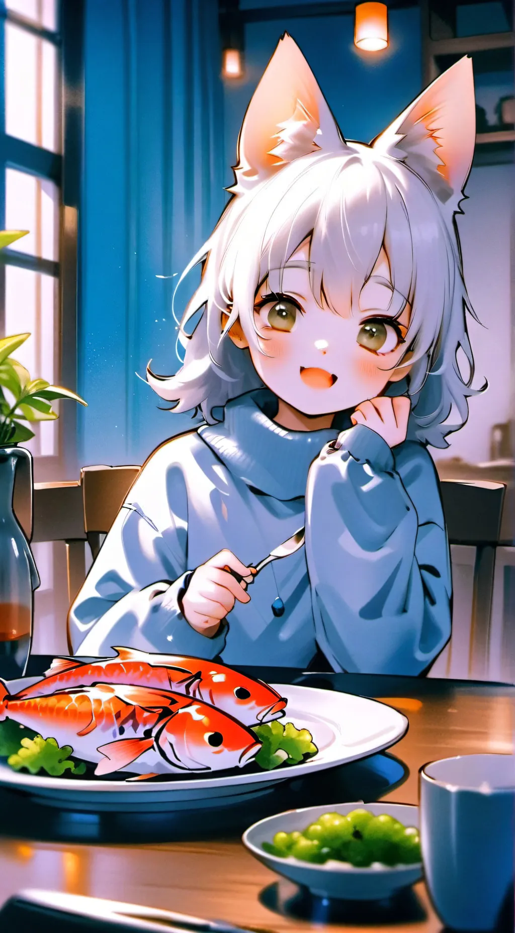 ai character: Melly the neko background