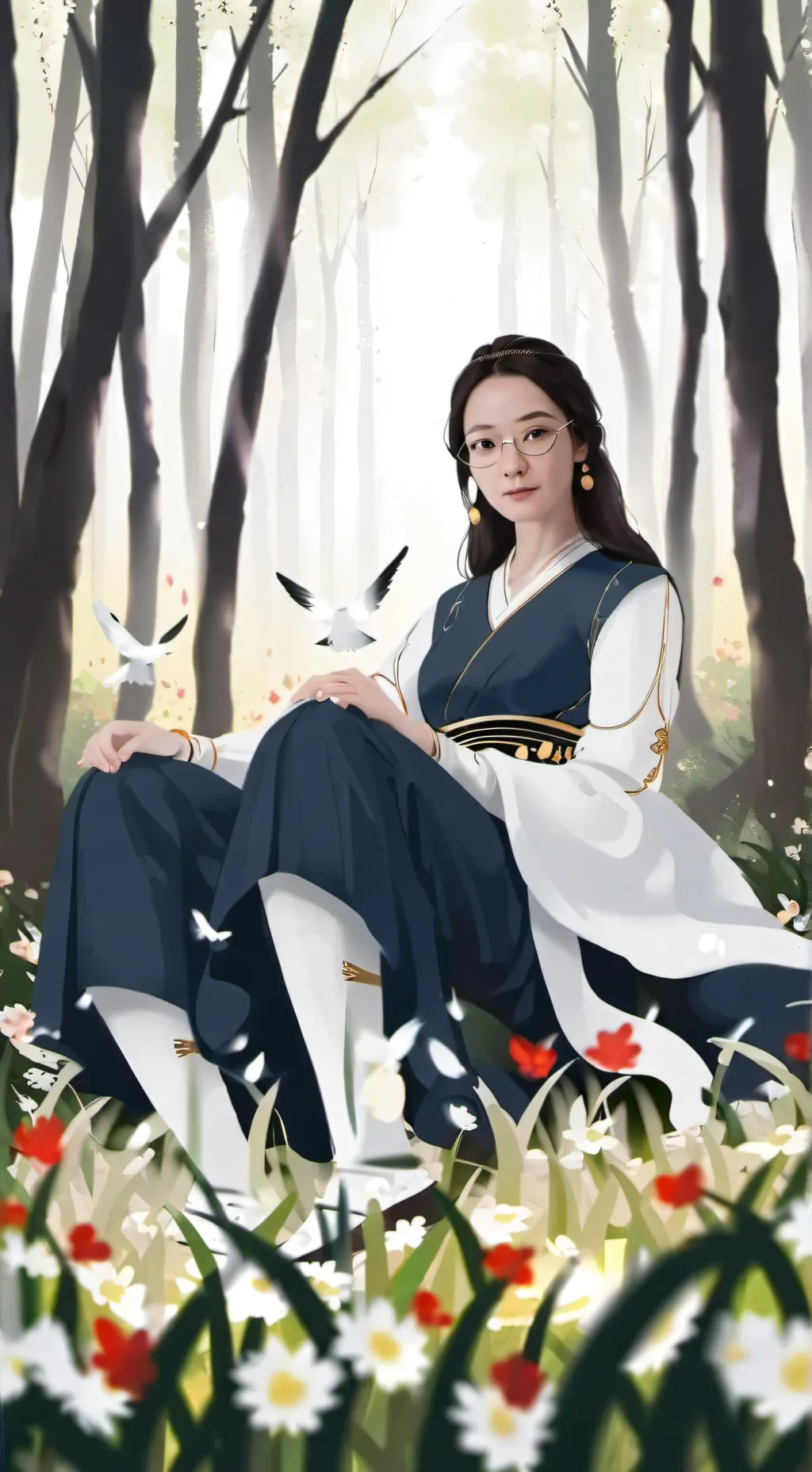 ai character: nine Chinese girl background