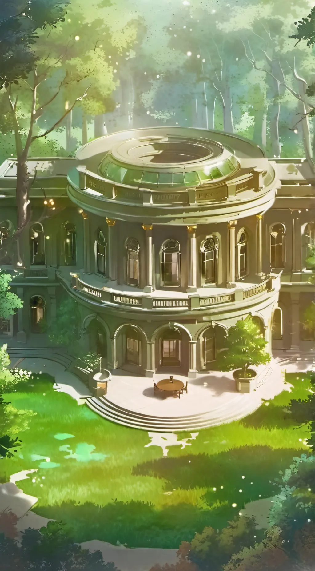 ai character: Enchanted library background