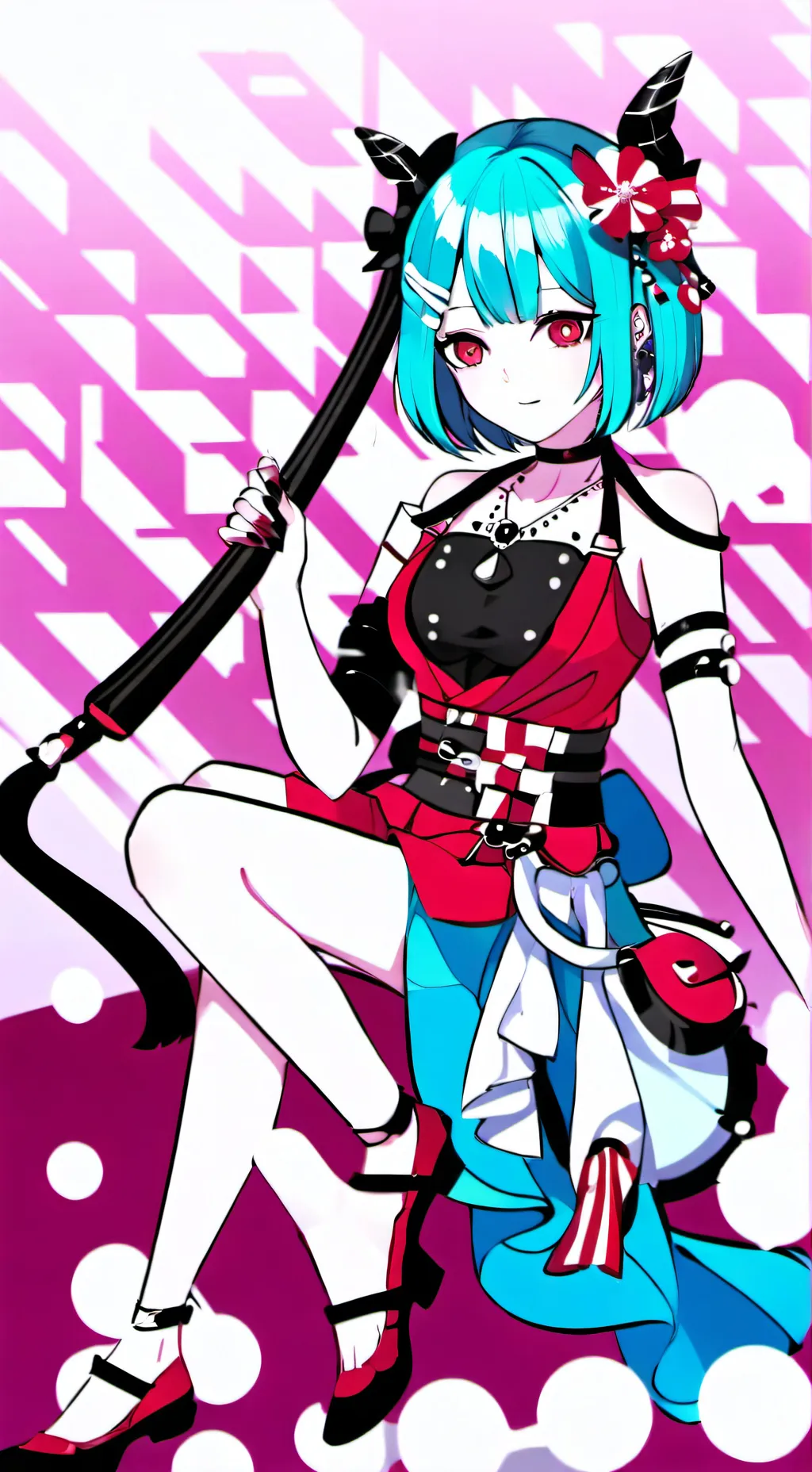 ai character: Demon. pink💕 background