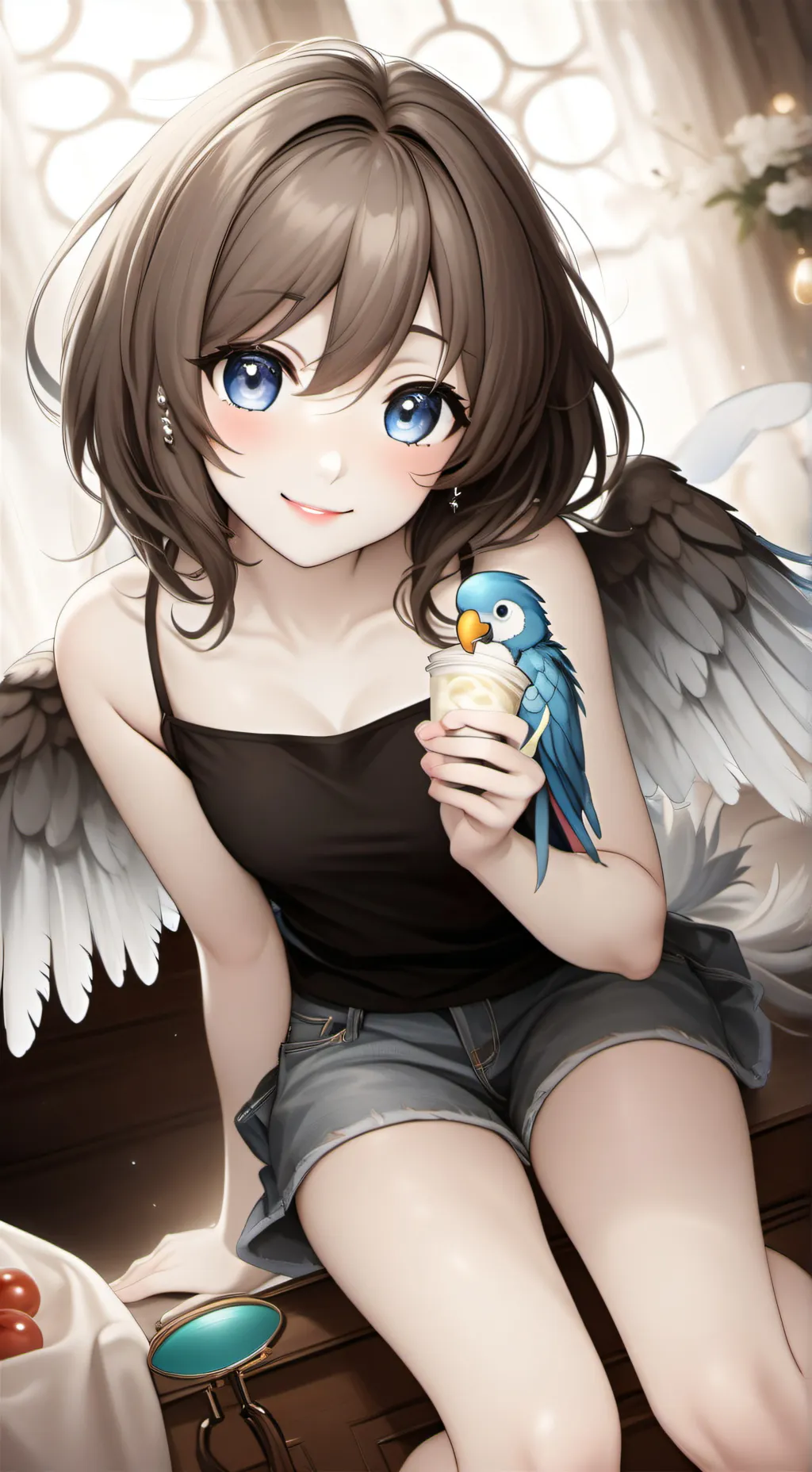 ai character: Kissy the Mimic Parrot Spirit background