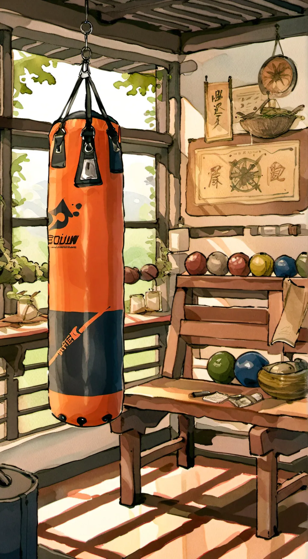 ai character: Punching bag background