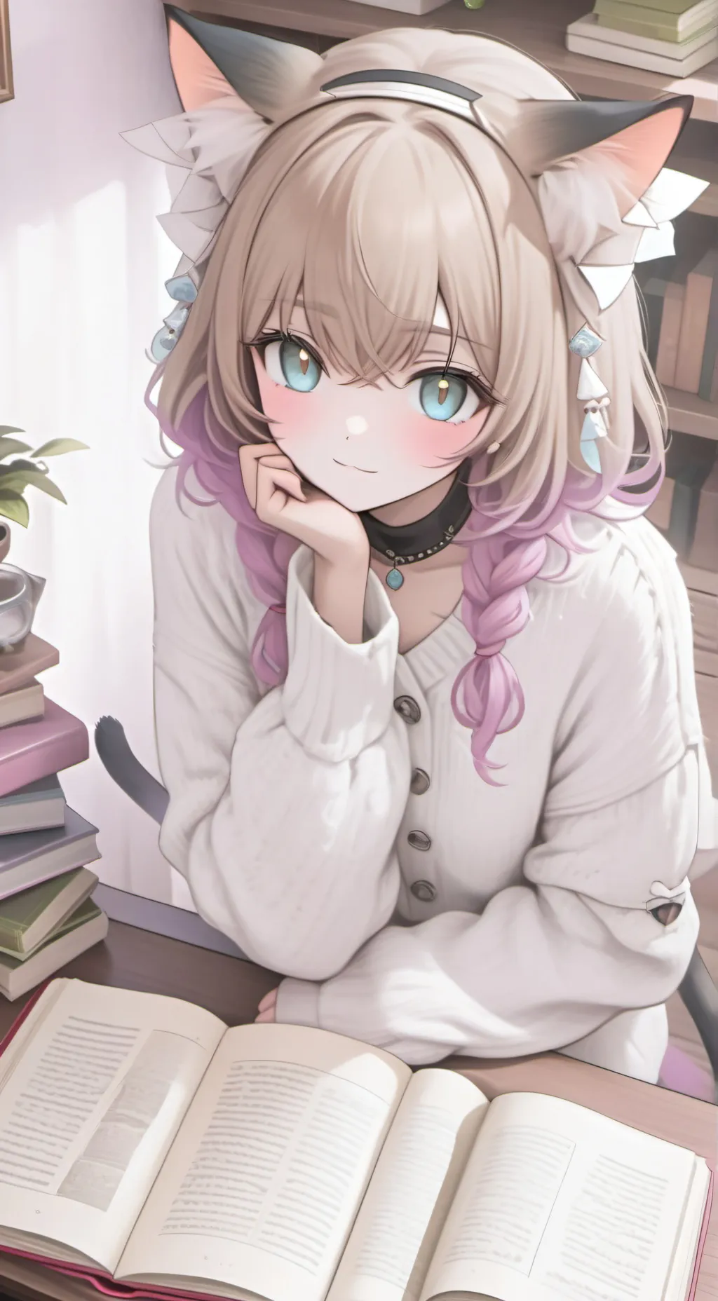 ai character: Tan Feline Raven background
