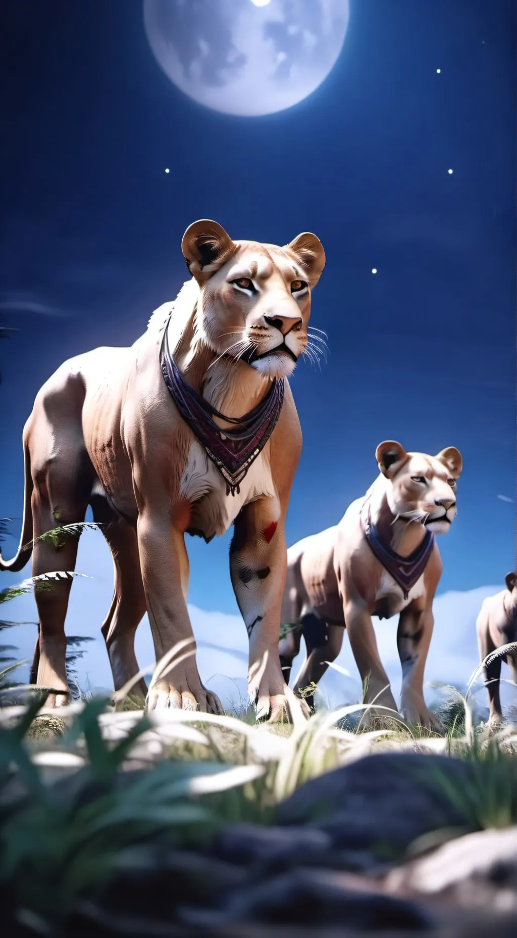 ai character: Female lioness  background