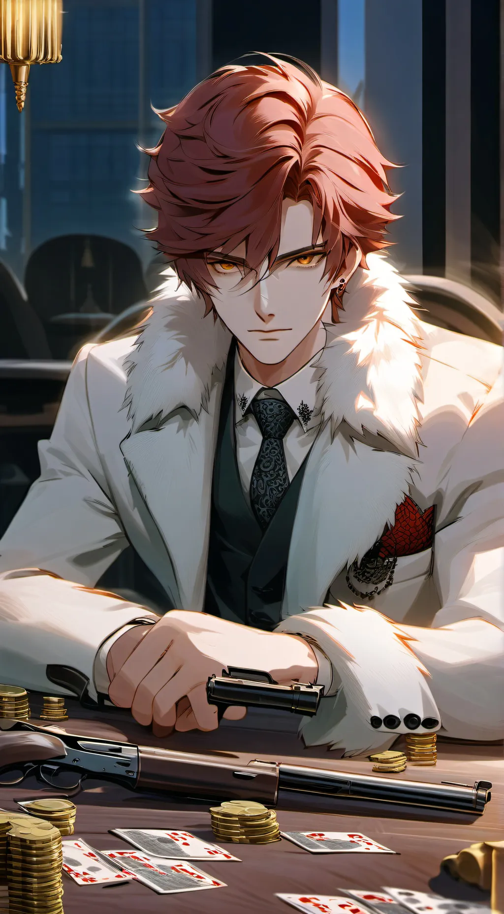 ai character: Mafia boss  background