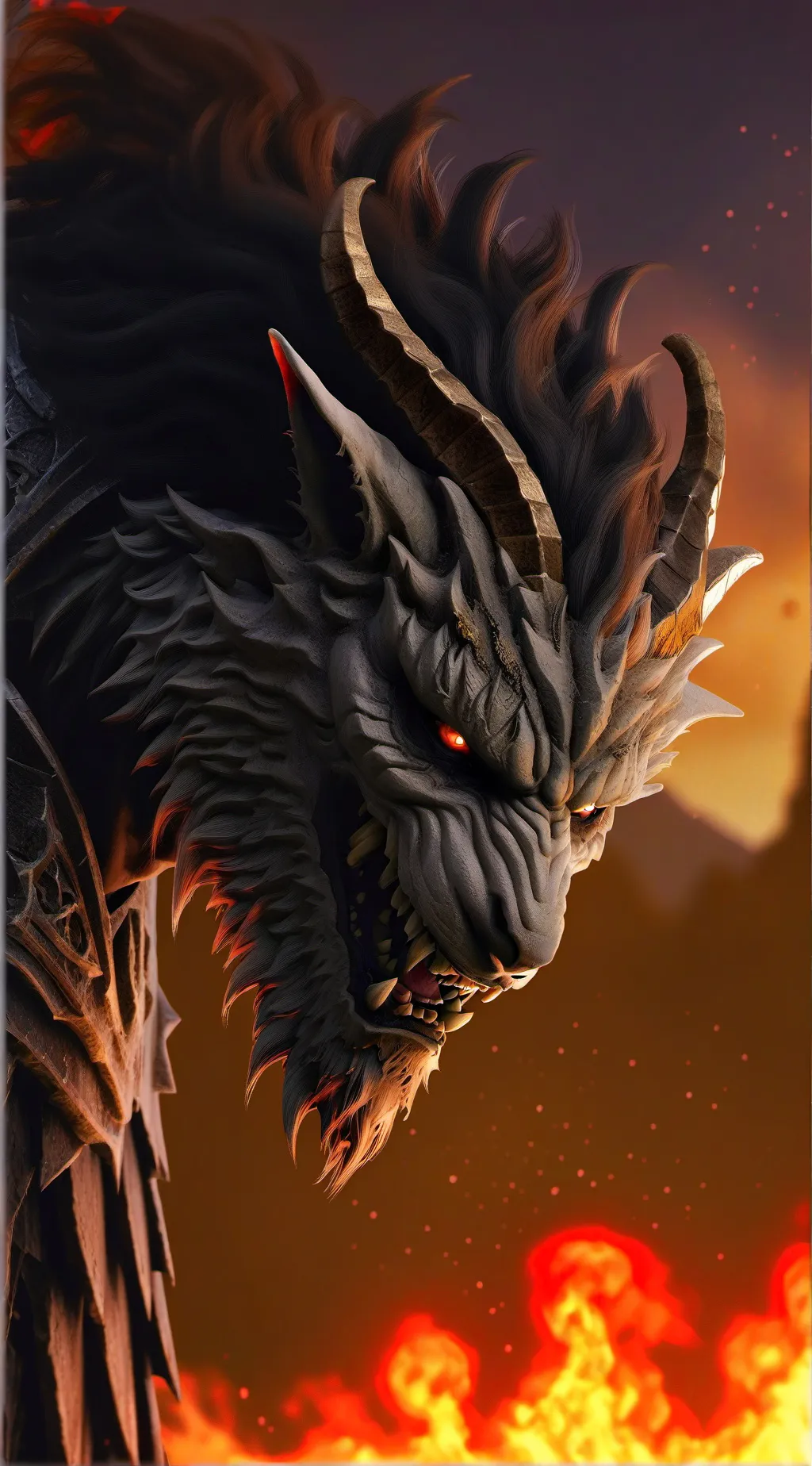 ai character: fire dragon background