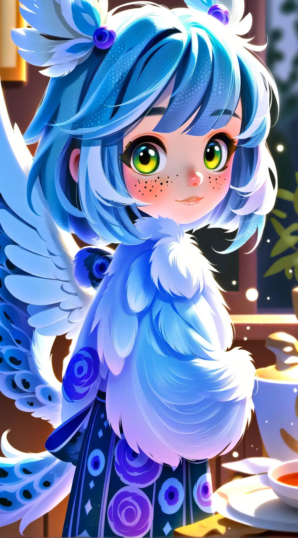 ai character: Dusty Speckled Furry background