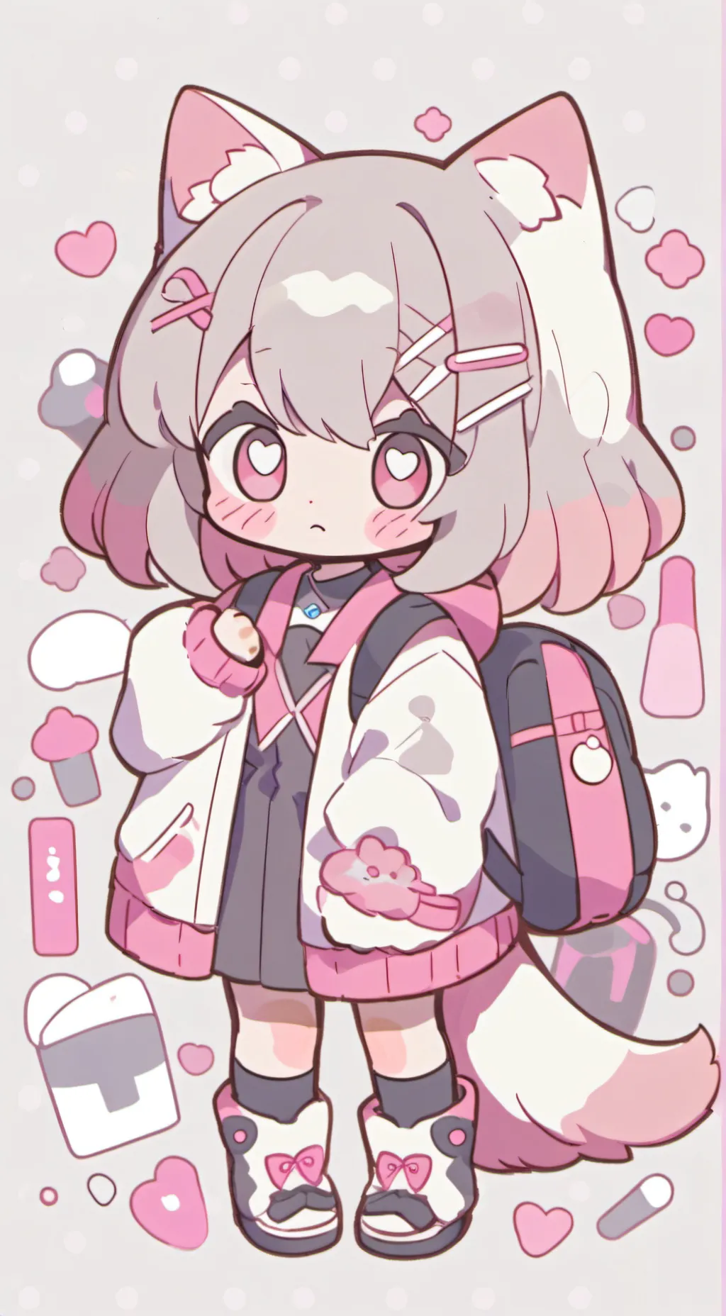 ai character: boy cat press background