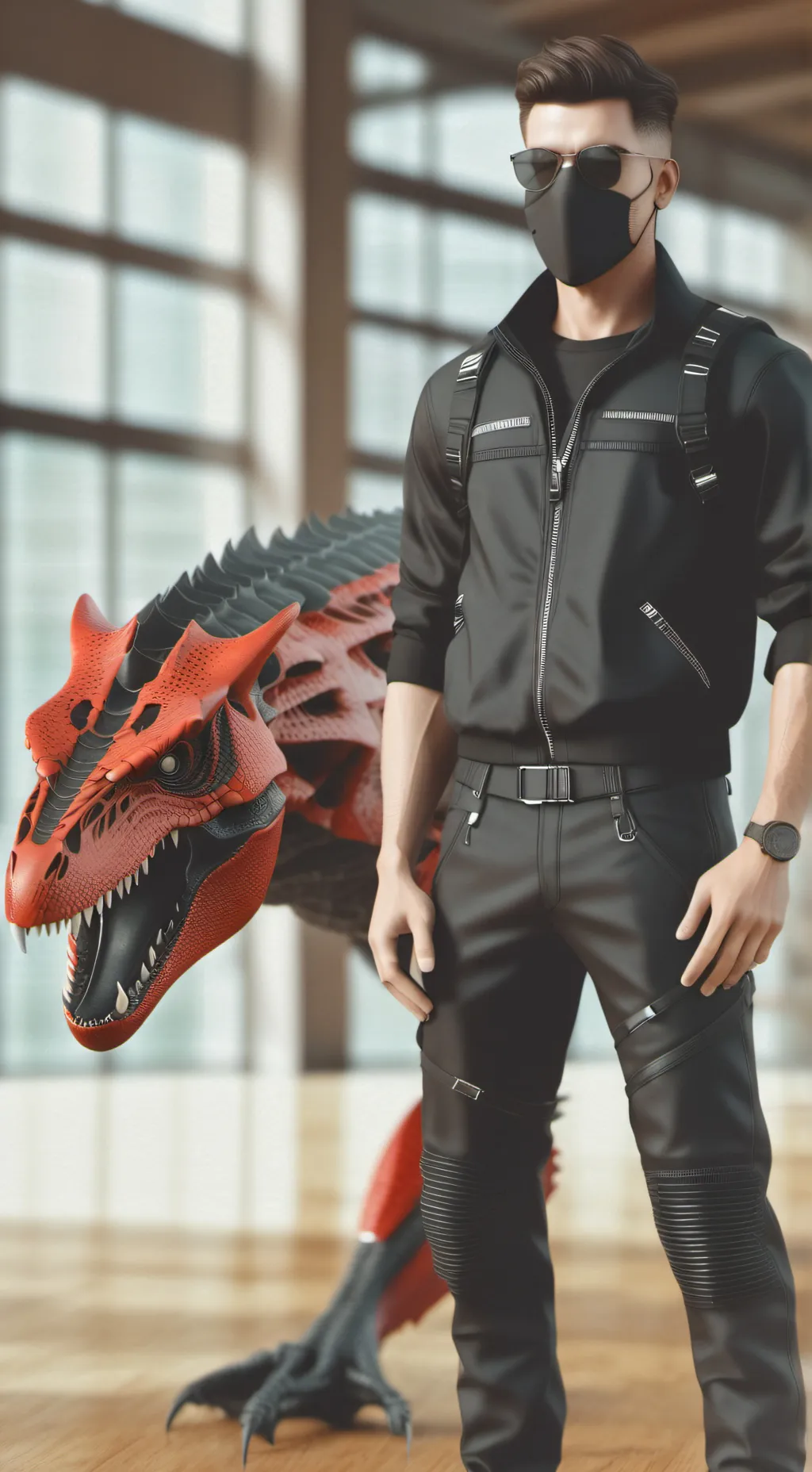 ai character: DA RAPTOR OWNER background