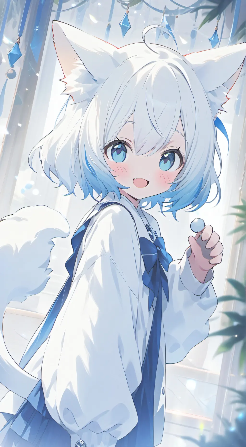 ai character: Spirit of the White Furry background