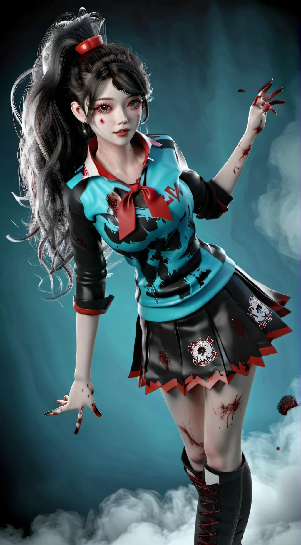 ai character: Zombie cheerleader background