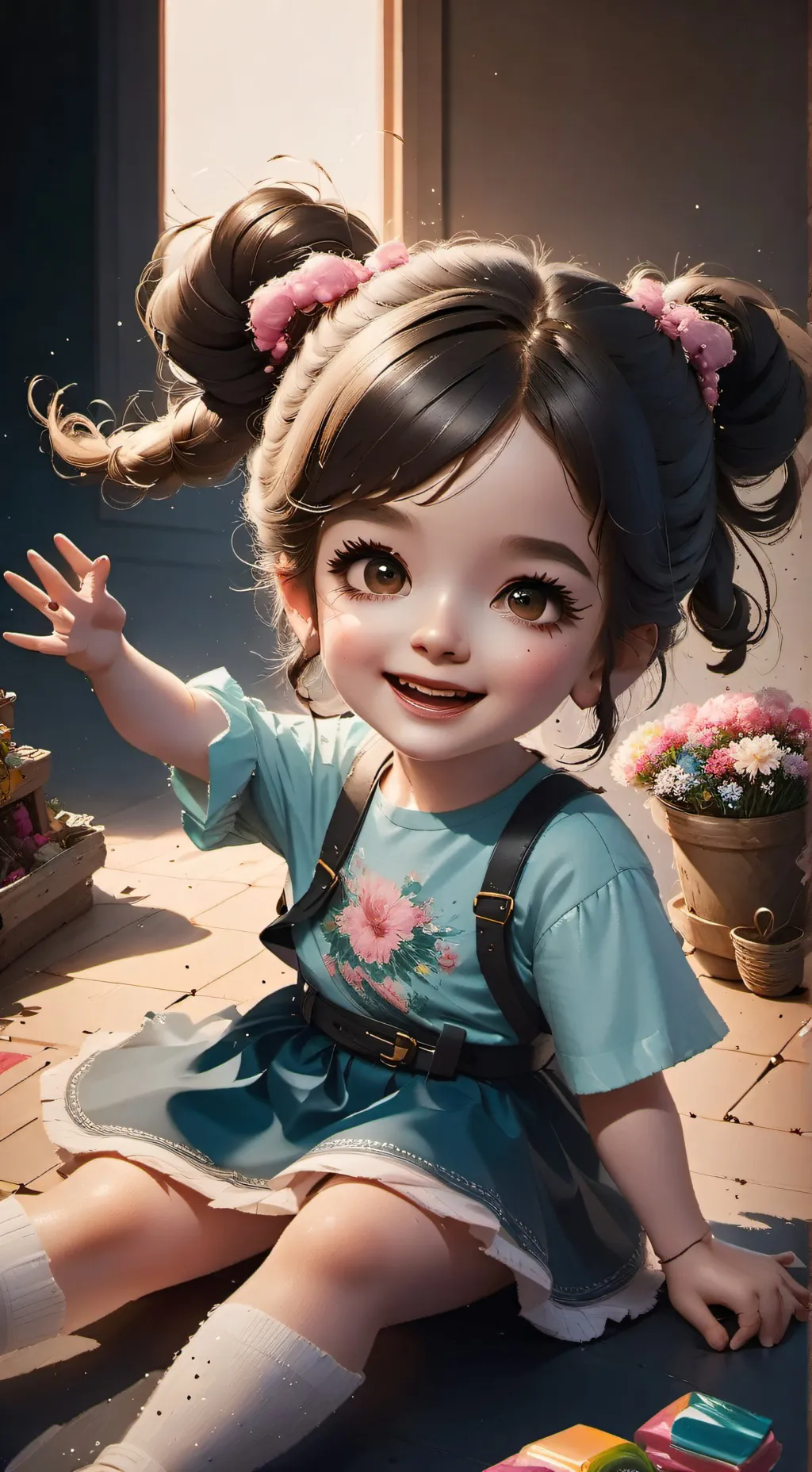 ai character: Ellie Lily Afton background