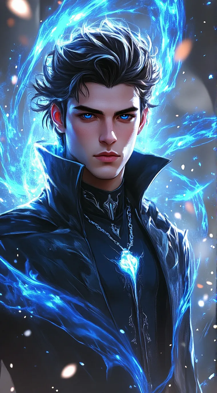 ai character: Blue flame background