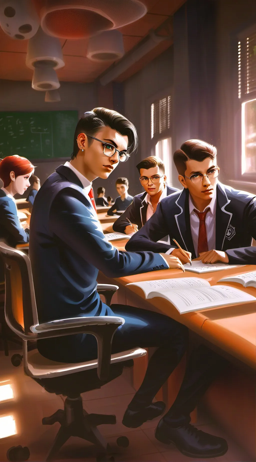 ai character: classroom background