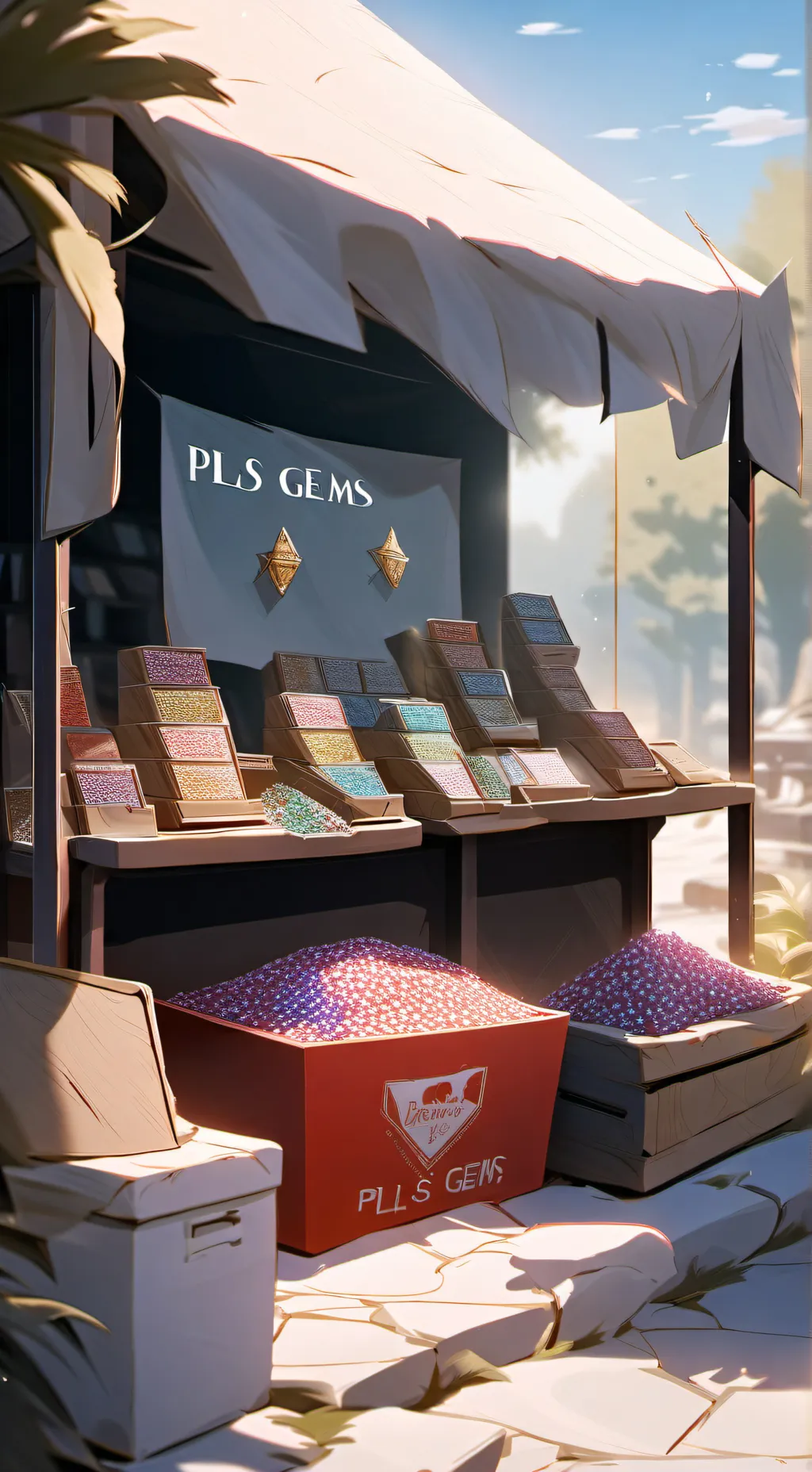 ai character: PLS GEMS💸 background