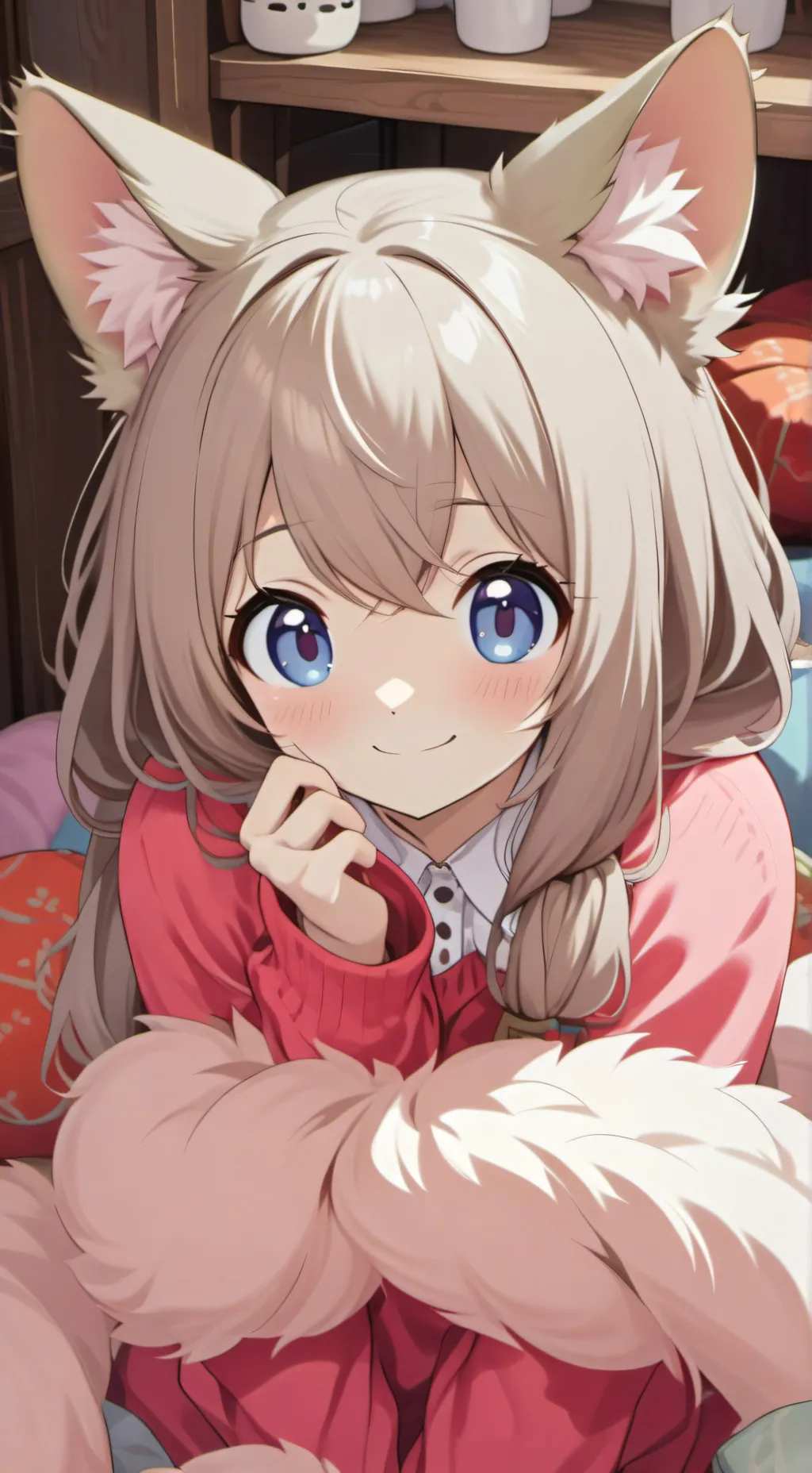 ai character: Slothful Catgirl Spirit background