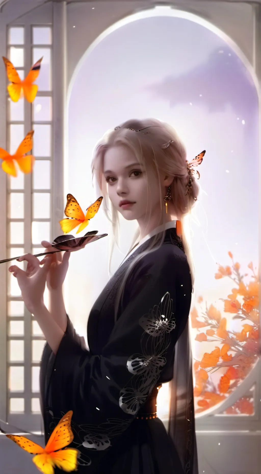 ai character: Migrating Monarch Furry background