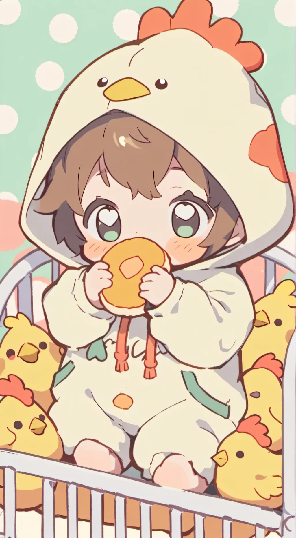 ai character: Chicken nug baby background
