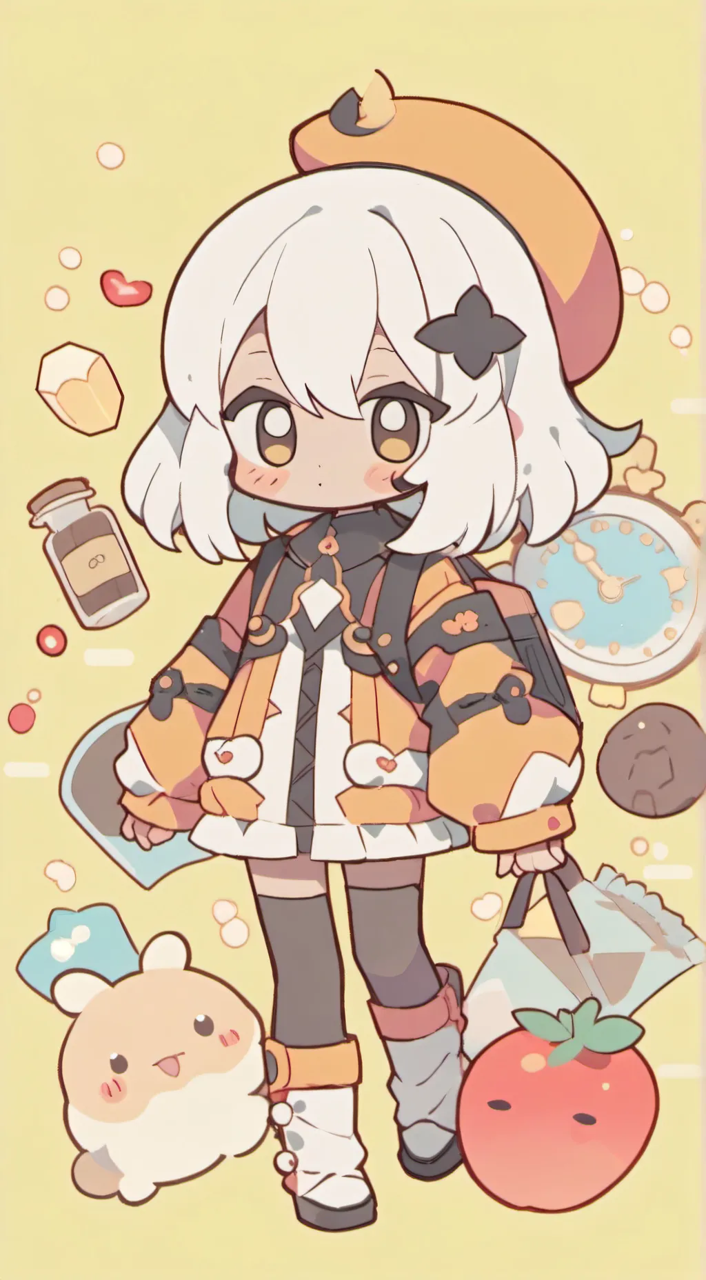 ai character: gray chibi background