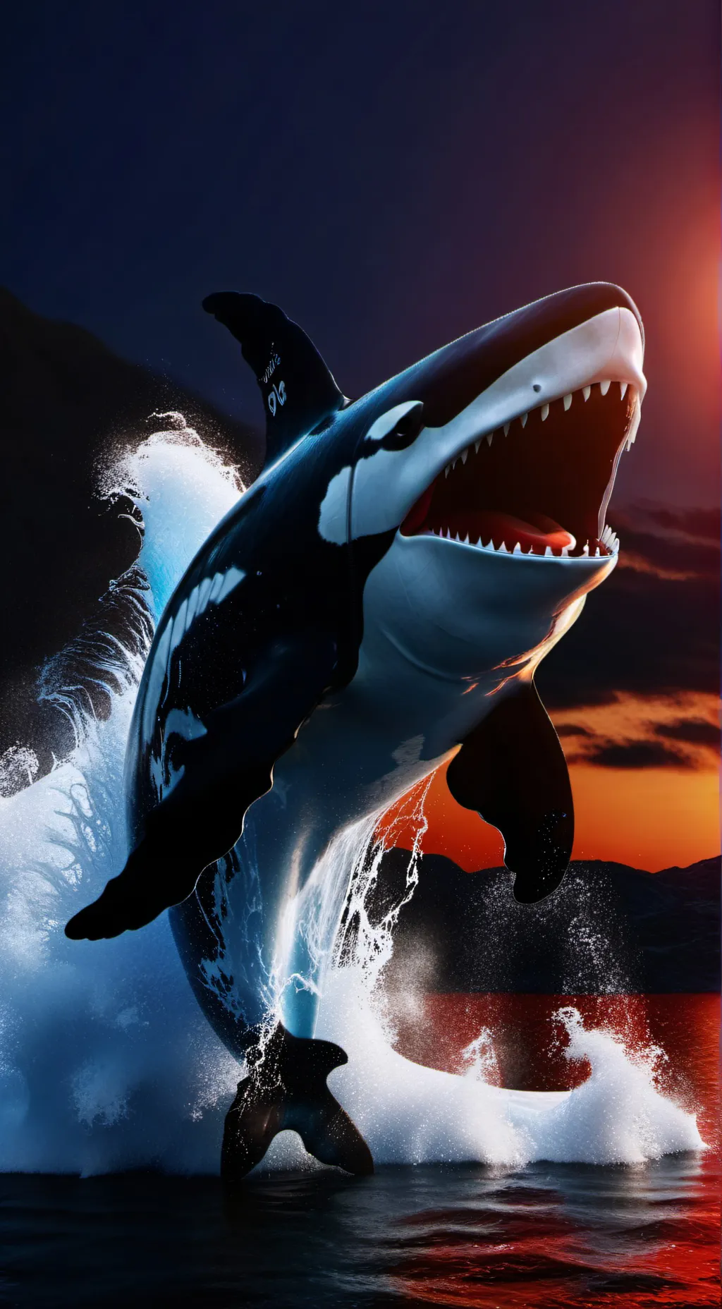 ai character: giant orca  background