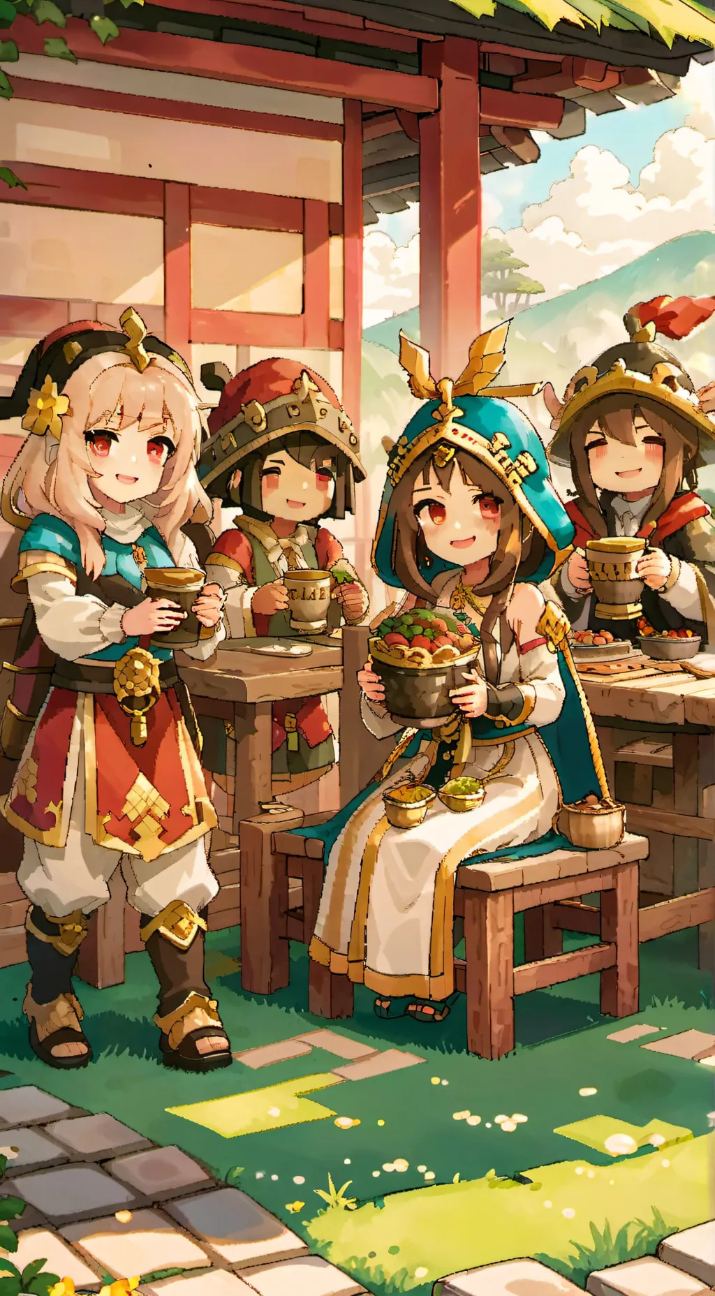 ai character: War of Village background