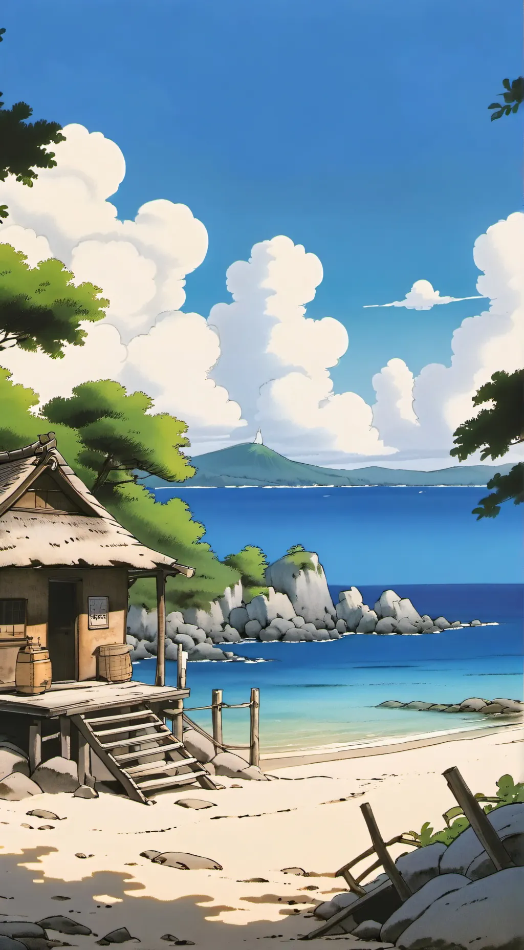 ai character: CF At the Beach background