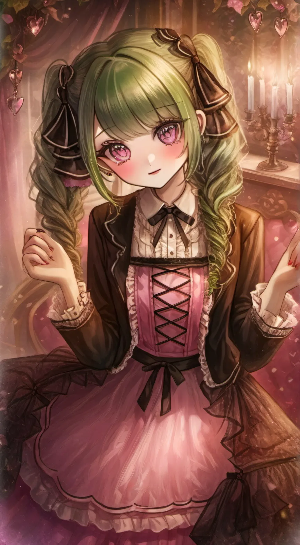 ai character: Lily green background