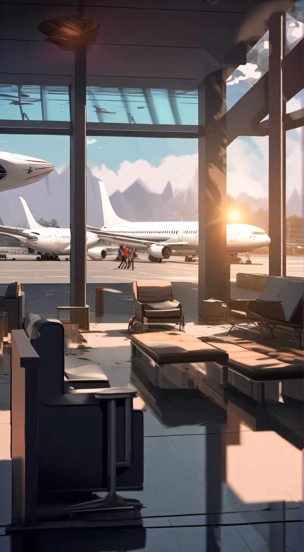 ai character: Empty Airport  background
