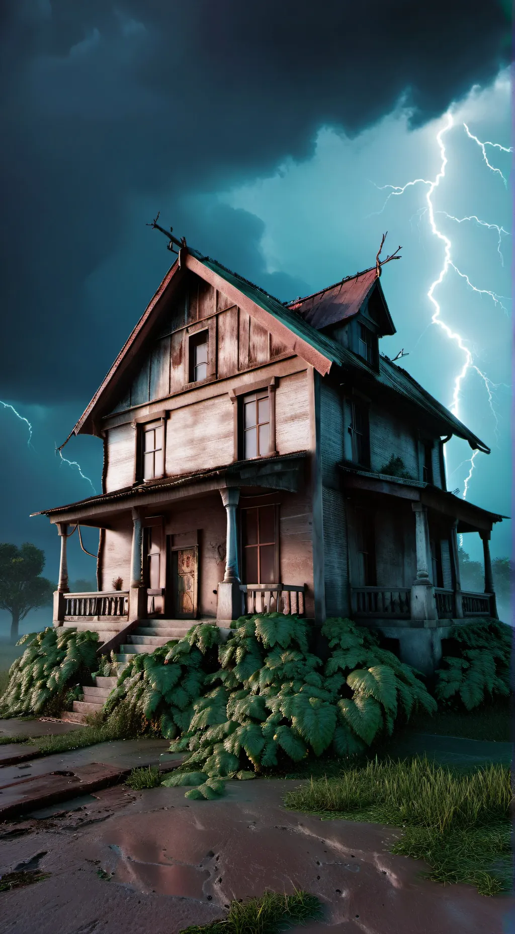 ai character: Haunted house  background