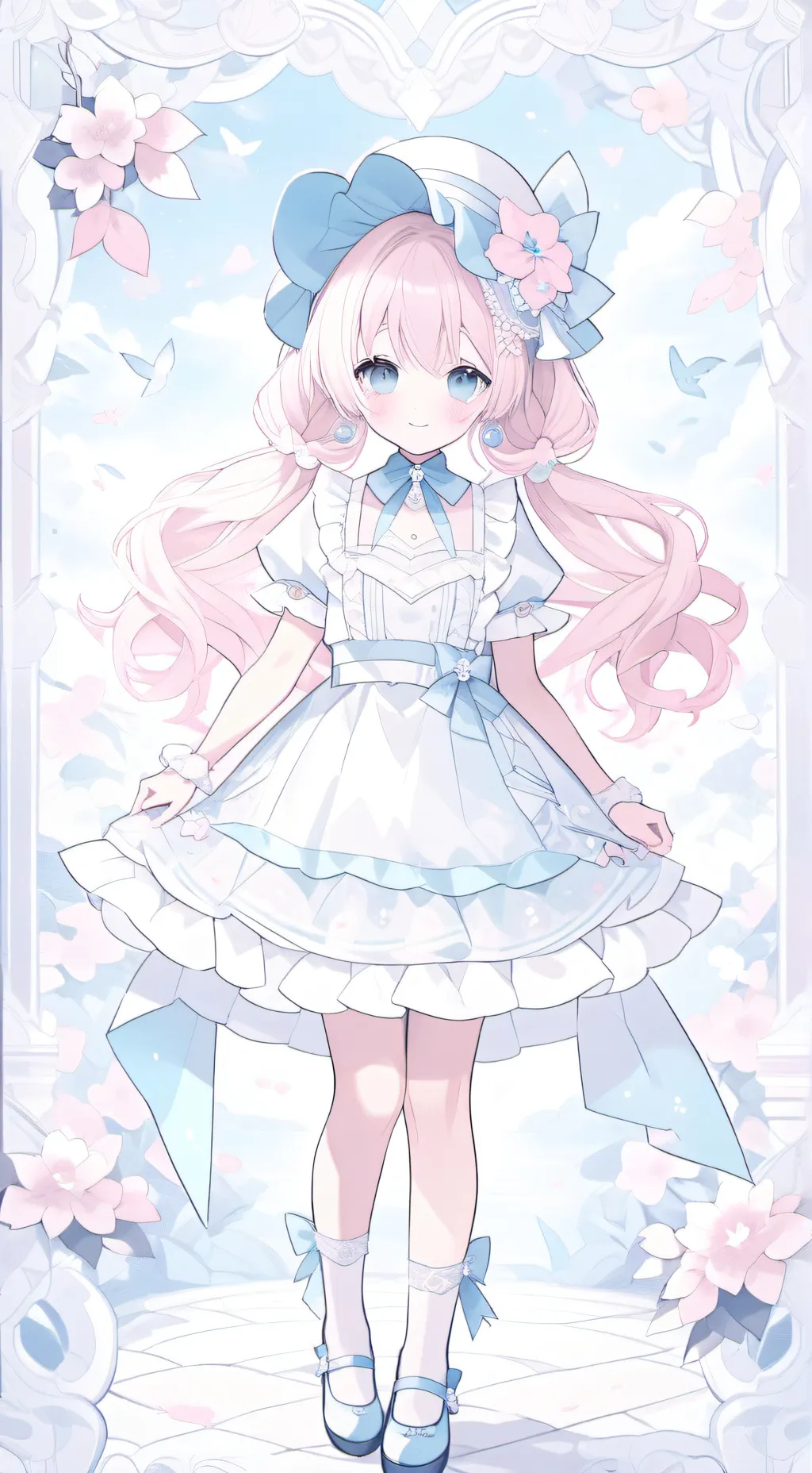 ai character: ㅣㅑㅣㅛ(lily)🩵🍡🍭🍹🩷 background