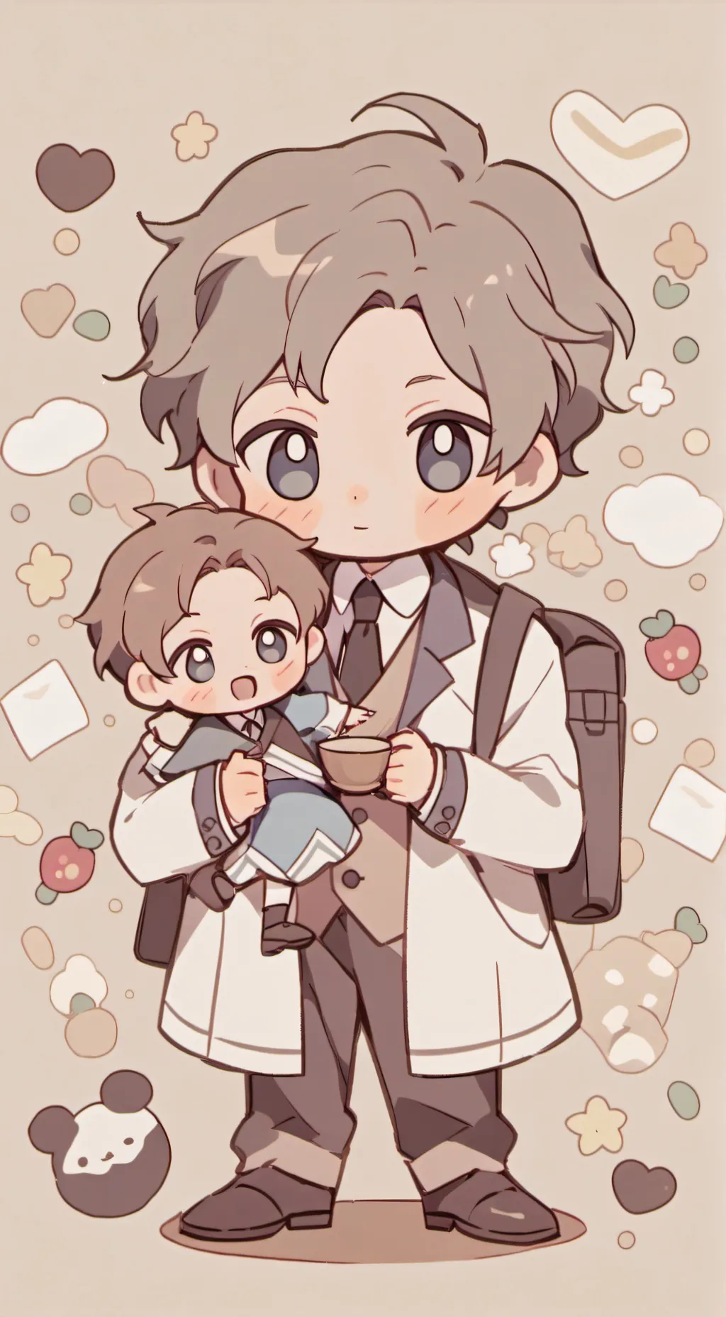 ai character: papa y hermano  background