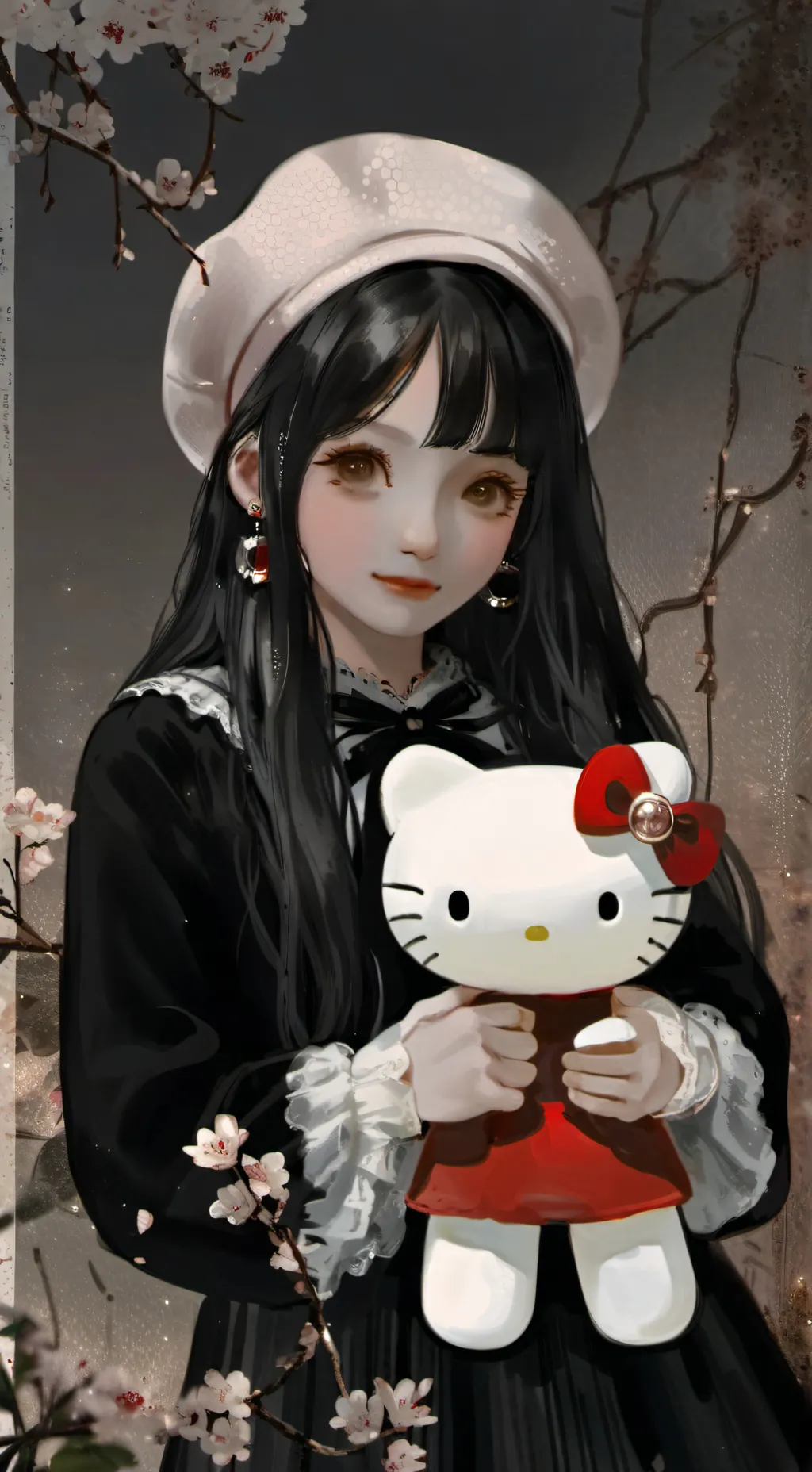 ai character: Hello Kitty  background