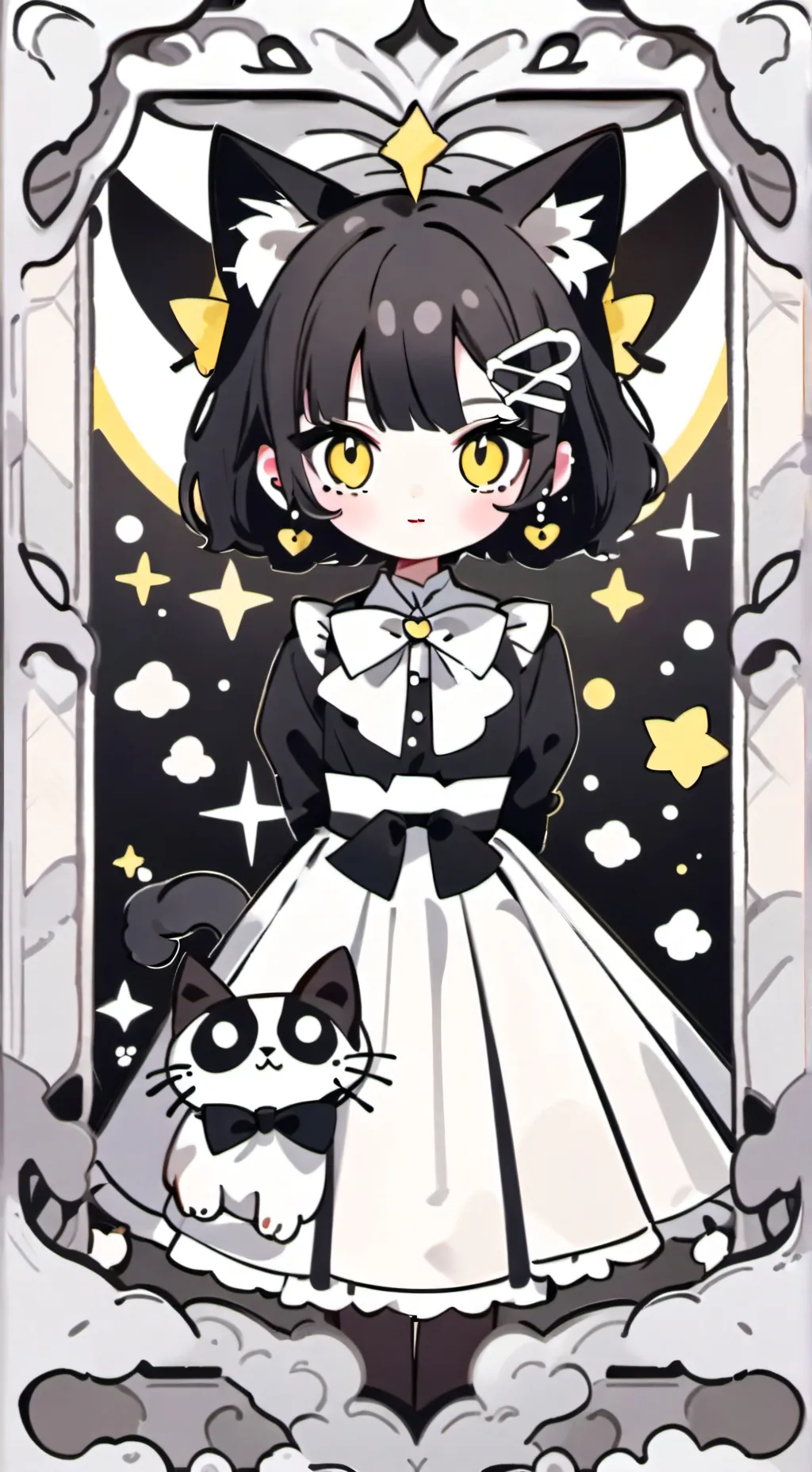 ai character: the cat in the bow background