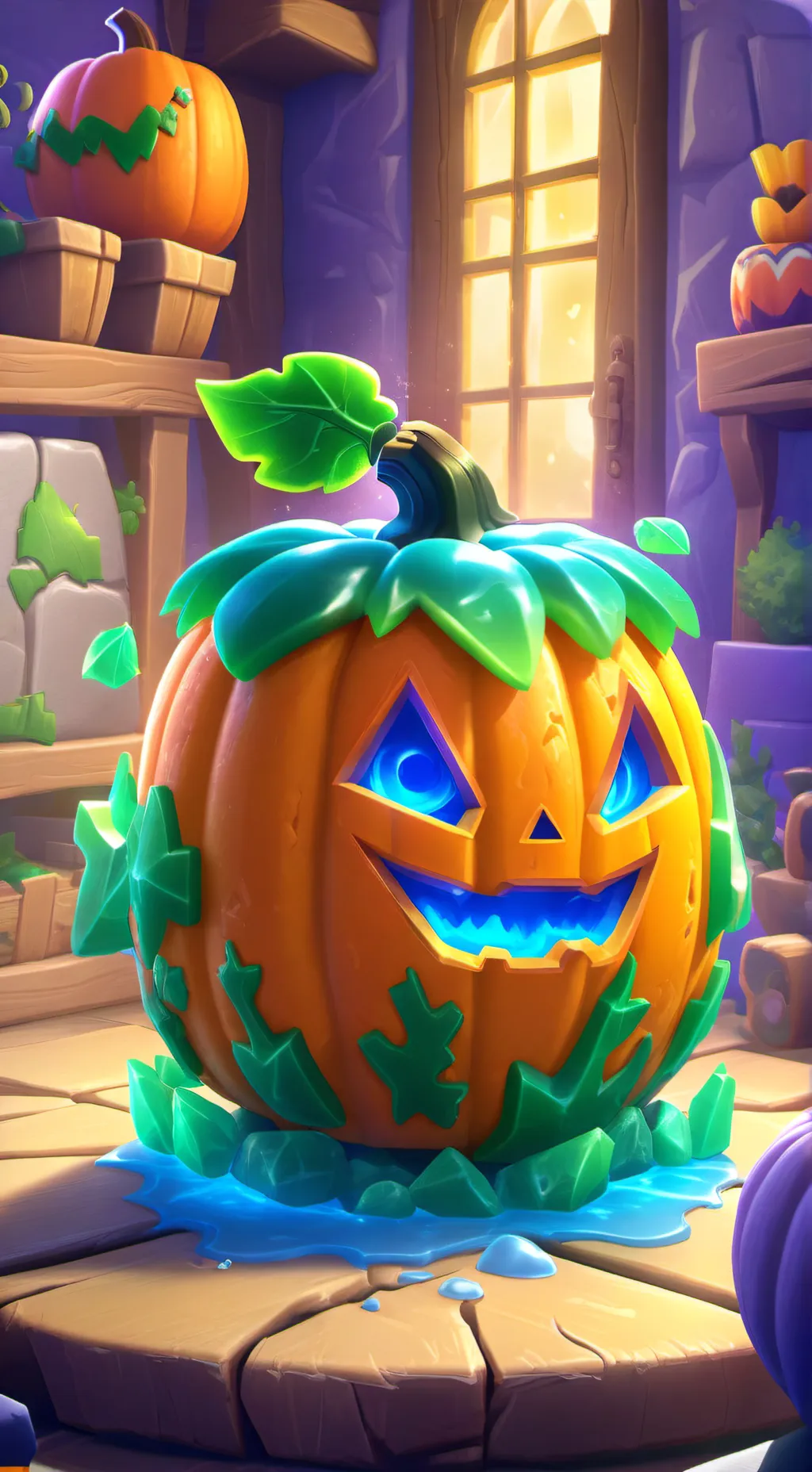 ai character: Magic pumpkin  background
