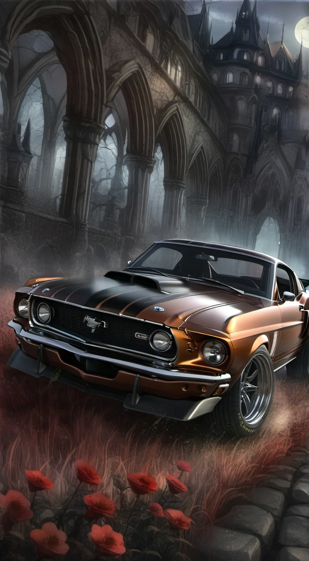 ai character: ford Mustang boss background