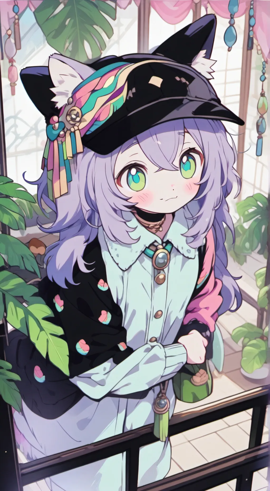 ai character: Rainbow Parroty Furry background