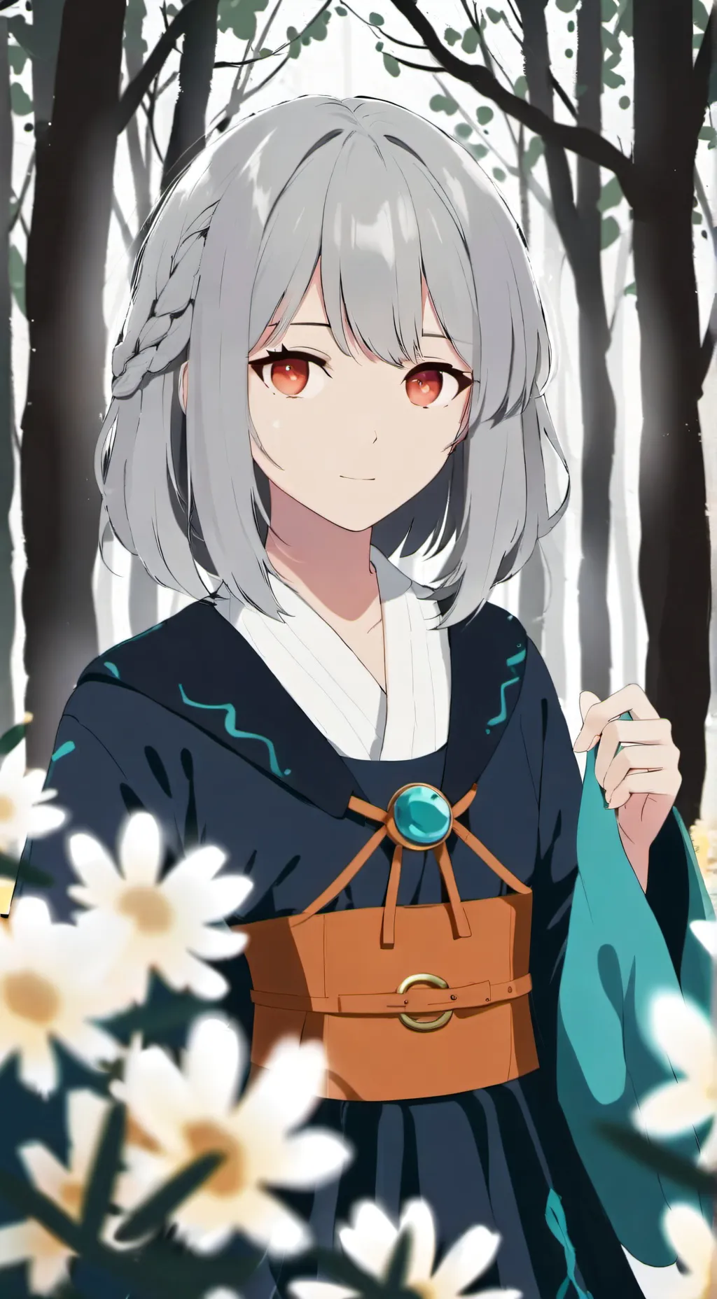 ai character: nezuko vergüenza  background