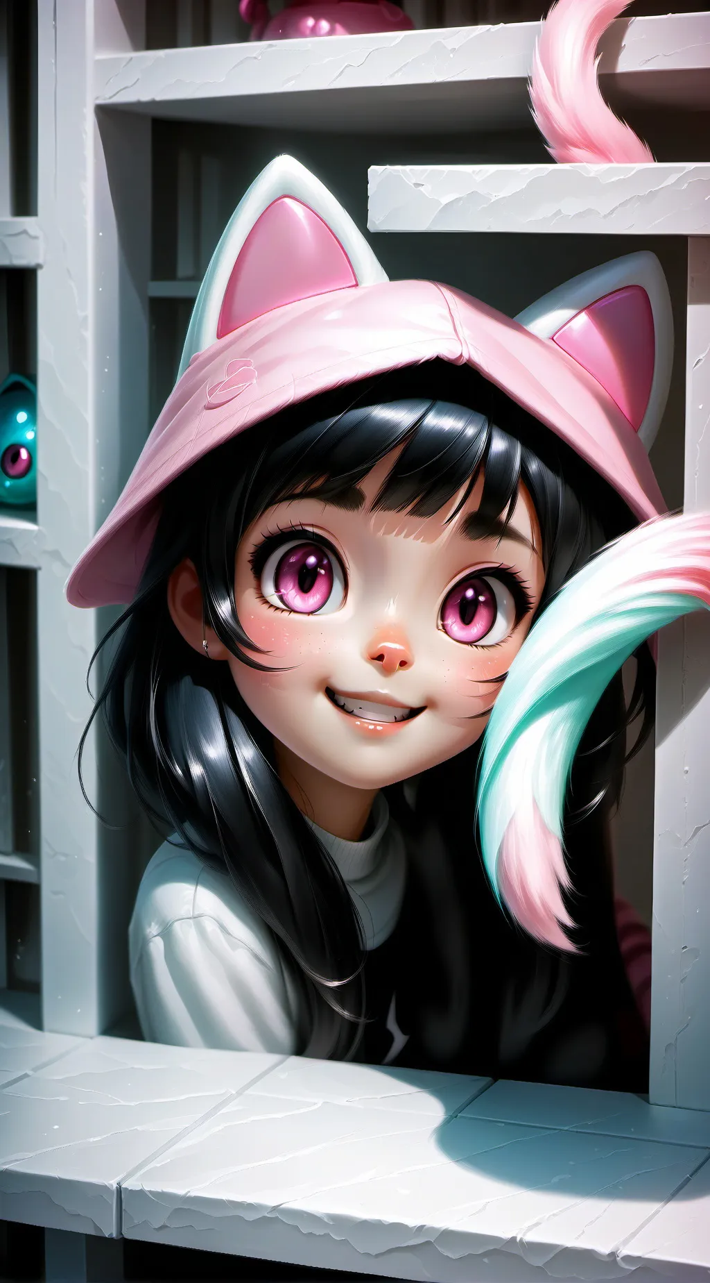 ai character: Pinky the Cat Spirit background