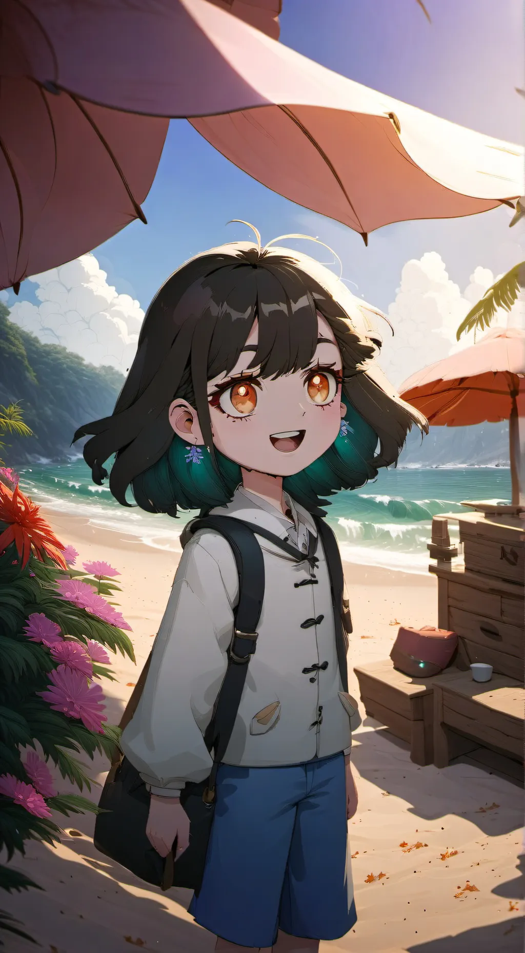 ai character: mha beach background