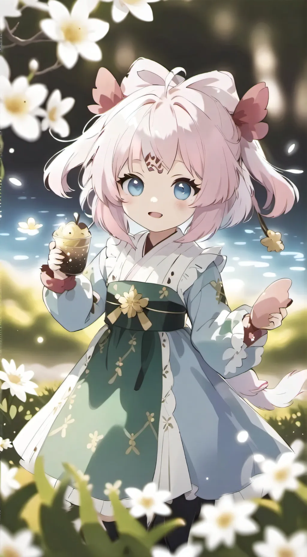 ai character: cute axolotl girl background