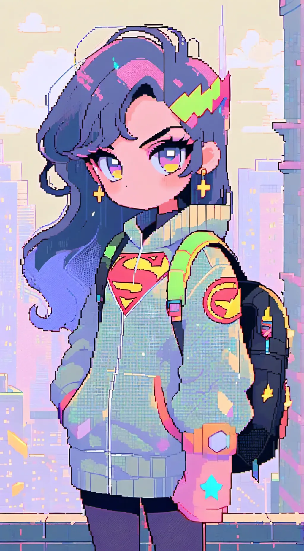 ai character: Super hero girl background