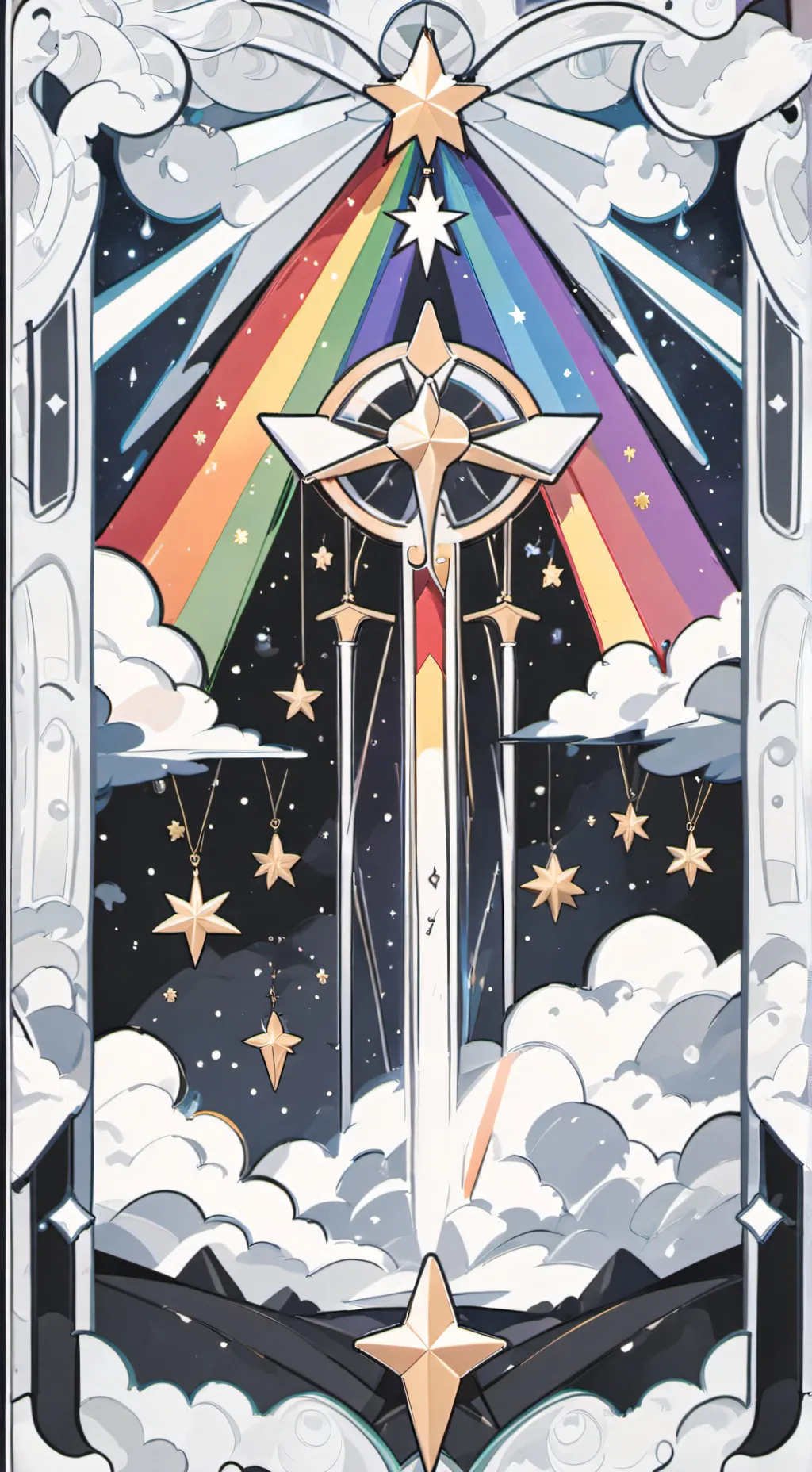 ai character: The Rainbow Sky background