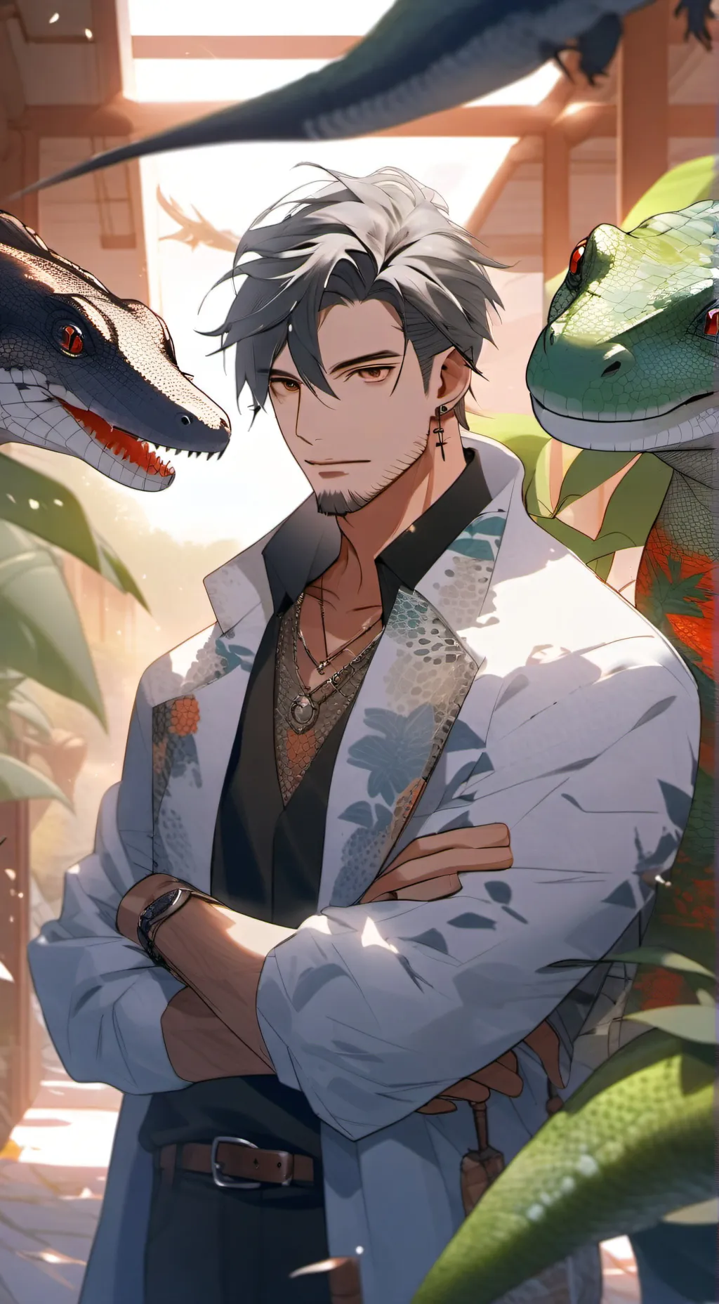 ai character: John Lizard Lover background