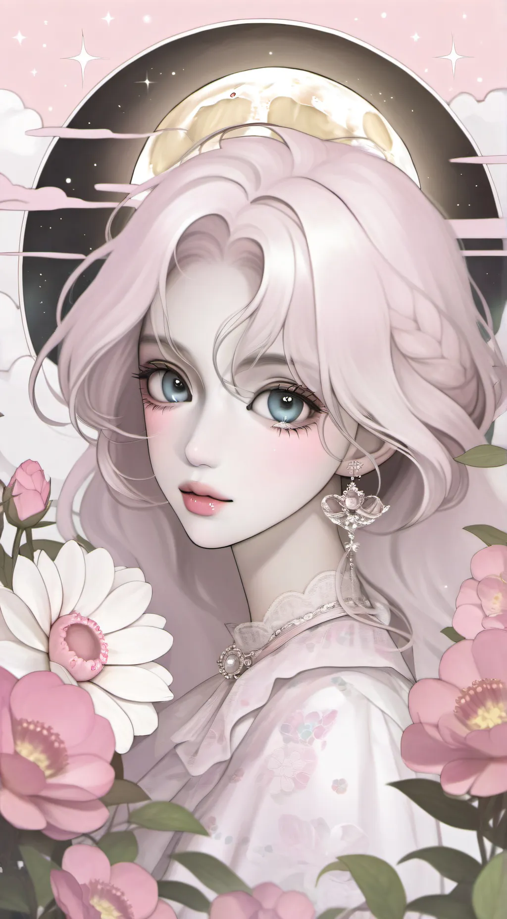ai character: Moon✨Flower background