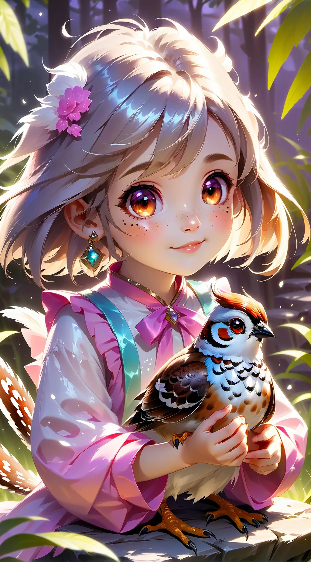ai character: Speckled Quail Spirit background