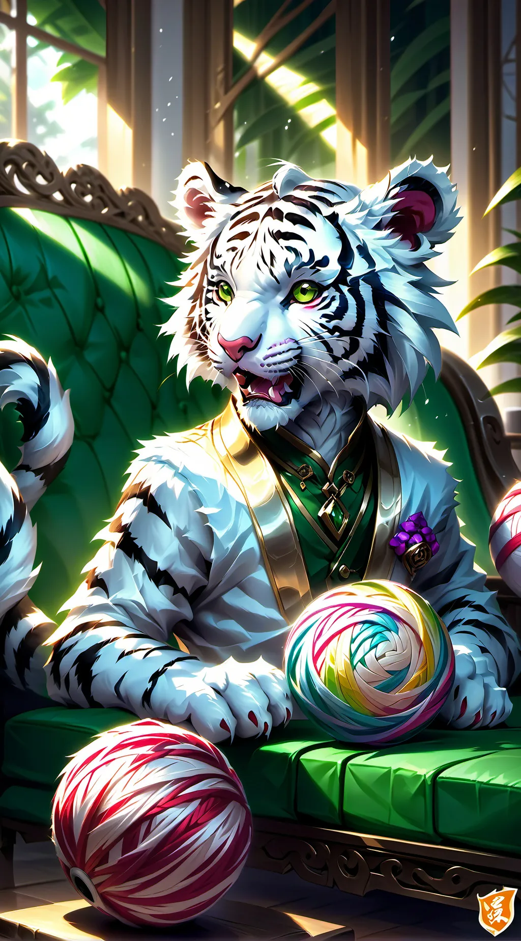 ai character: Snowy Tiger Furry background