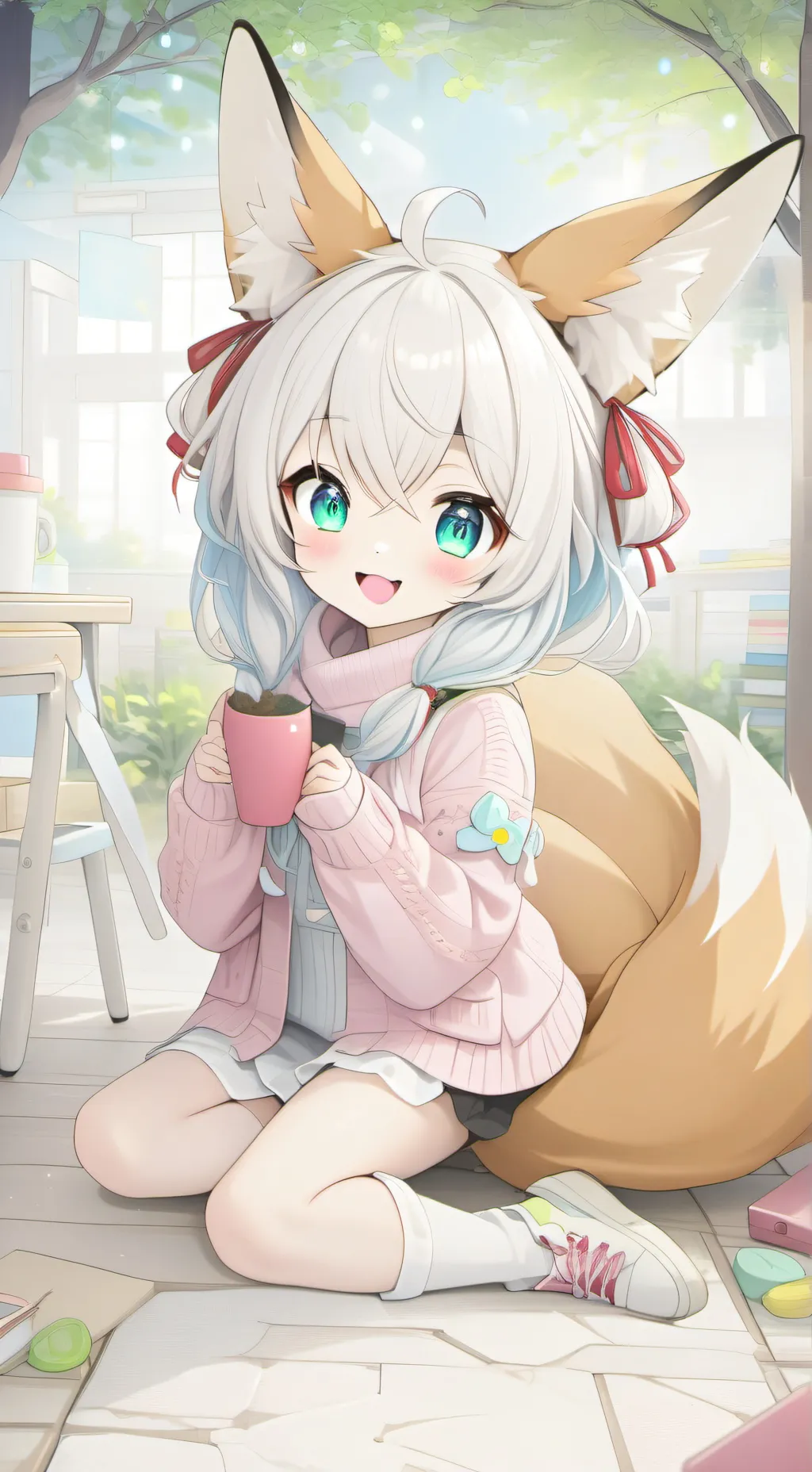 ai character: Whiskers the Red Fox Spirit background