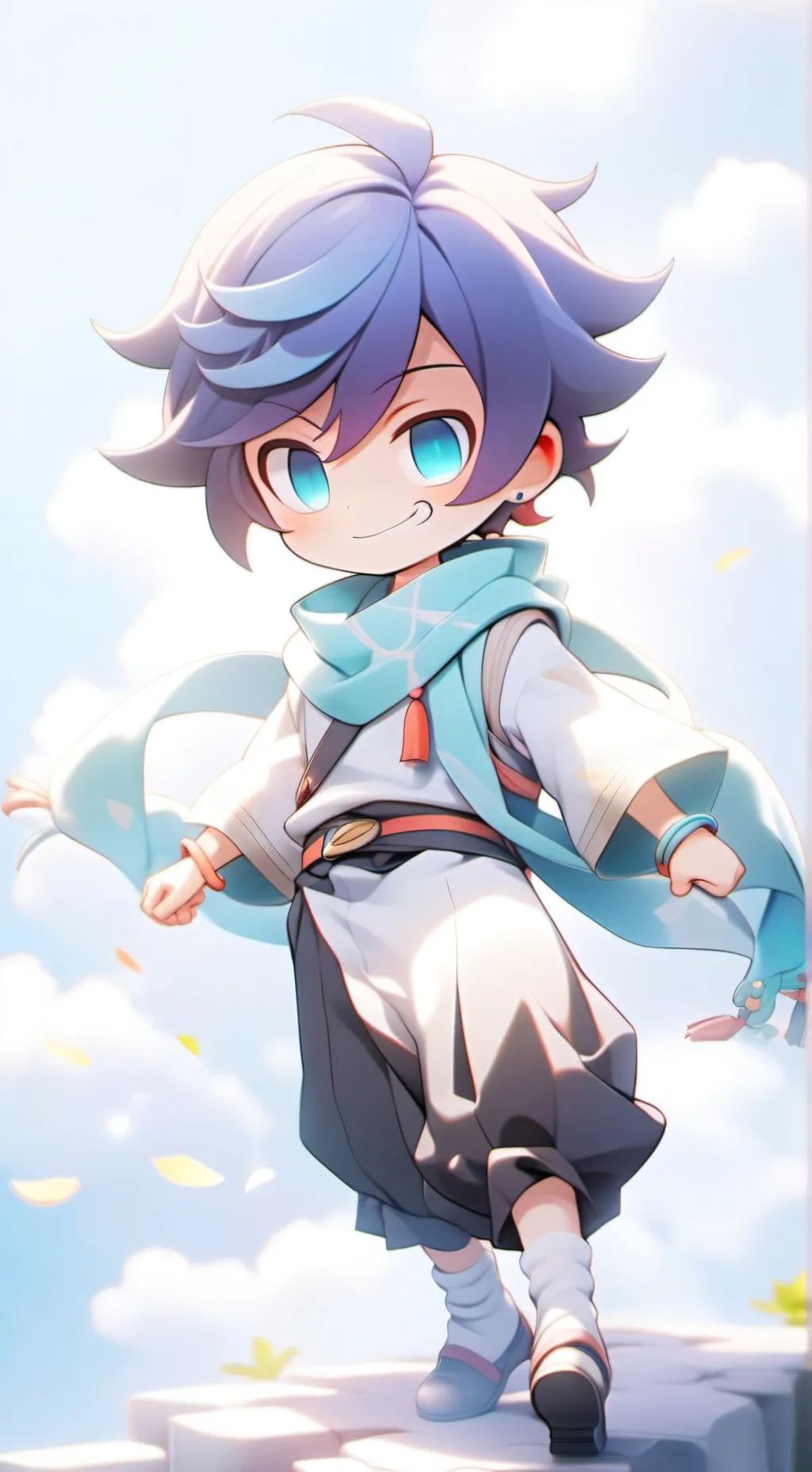 ai character: azure and two time background
